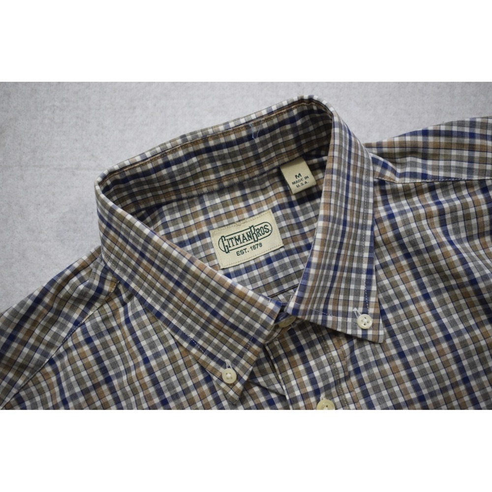 Gitman Bros. Dress Shirt Plaid Long Sleeve Button Up USA MADE Mens Size Medium